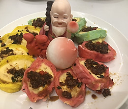 #节日美味就这么简单#彩色面卷蒸蛋的做法