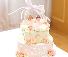 花篮蛋糕(含裱花、编花篮、双层蛋糕固定方法)的做法