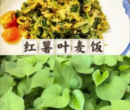 红薯叶麦饭 ▏红薯叶别扔，摇身一变成为健康美食～的做法