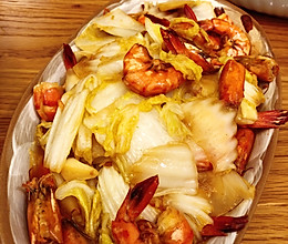 大虾炒白菜的做法