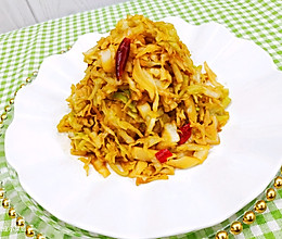 炝炒圆白菜丝的做法