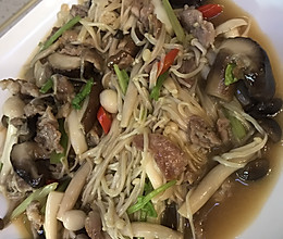 肉片炒菌菇的做法