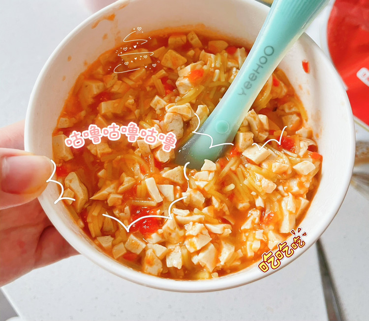 宝宝辅食|西红柿豆腐小面条的做法