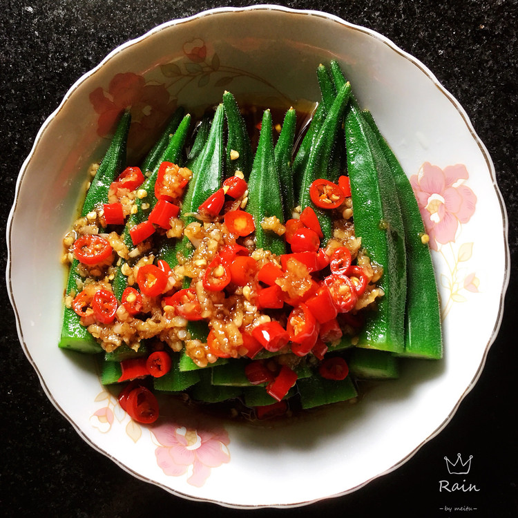 蒜泥拌秋葵的做法