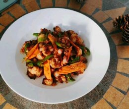 【家常小炒】爆炒章鱼足，优质蛋白膳食纤维的完美组合！的做法