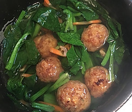 菠菜丸子海米汤的做法