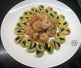 #极地鲜味厨艺大比拼#鳕鱼蛋卷炒虾的做法