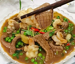 #旅行中的美味#虾仁炒腰花，脆嫩鲜美，没腥味的秘诀的做法