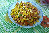 玉米粒炒火腿肠的做法