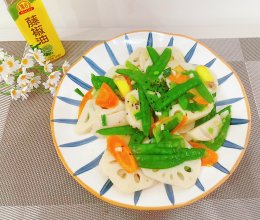 低卡减脂餐！荷兰豆炒藕片（荷塘月色）的做法