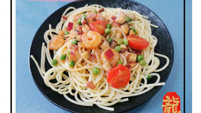 番茄虾仁意面～#我的2024年夜饭#的做法