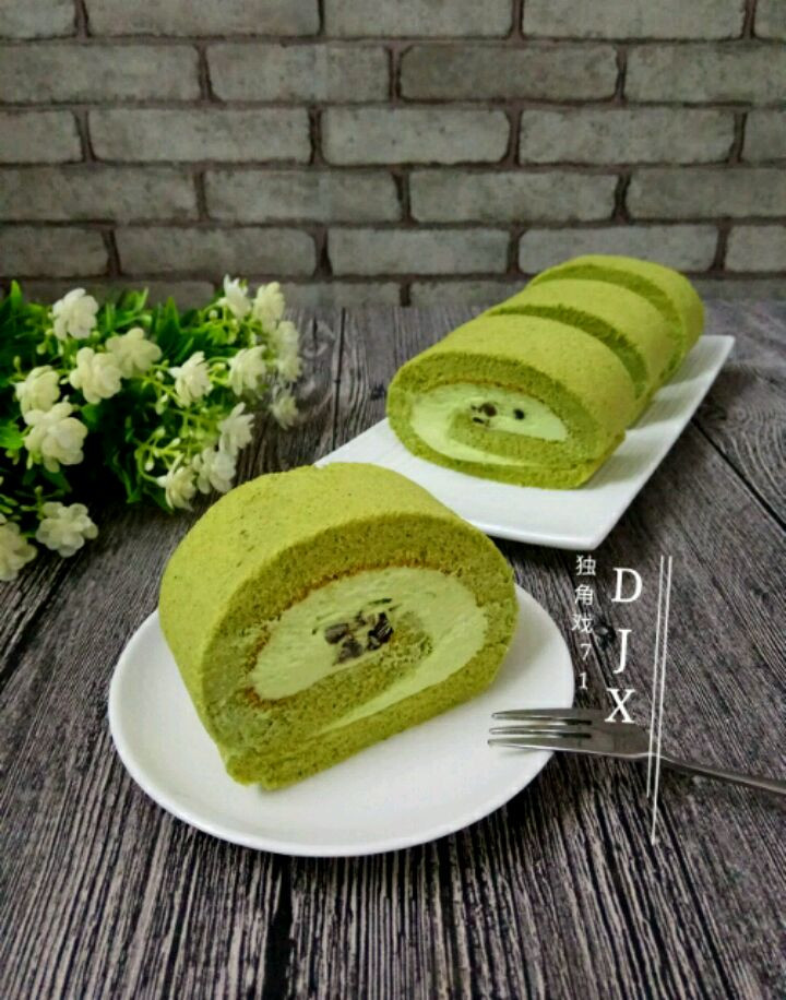 抹茶蜜豆瑞士卷图1
