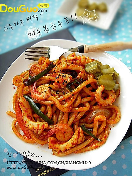炒辣味乌冬面的做法